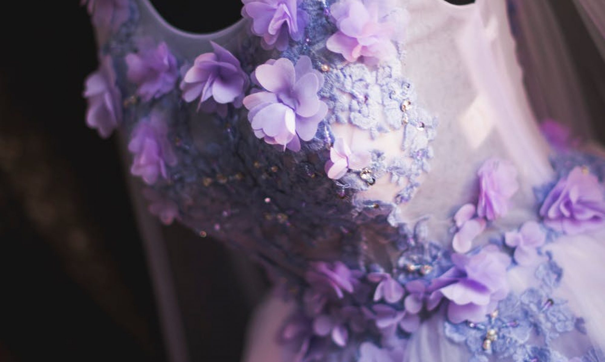 Purple Floral Prom Dress
